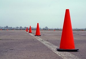 Cones on road