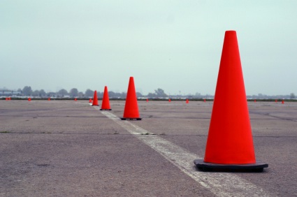 Cones on road