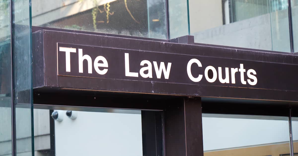 sign for The Law Courts in Vancouver, British Columbia